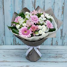 Букет цветов из:  Герберы, Альстромерии и Хризантемы в Строителе Белгородской области