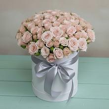 Цветочная композиция из Розы в шляпной коробке в Строителе Белгородской области