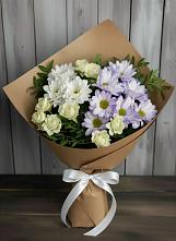 Букет цветов из:  Хризантемы и Розы #REPLACE_PRED# Строителе Белгородской области