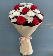 Букет цветов из:  Розы и Хризантемы #REPLACE_PRED# Строителе Белгородской области