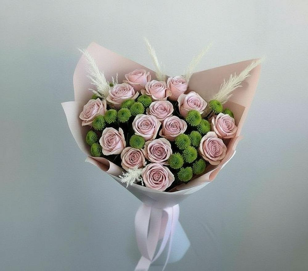 Букет цветов из: Розы и Хризантемы в Строителе Белгородской области