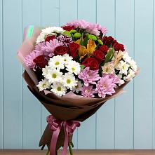 Букет цветов из:  Розы, Хризантемы и Альстромерии в Строителе Белгородской области