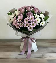 Букет цветов из:  Хризантемы и Розы в Строителе Белгородской области