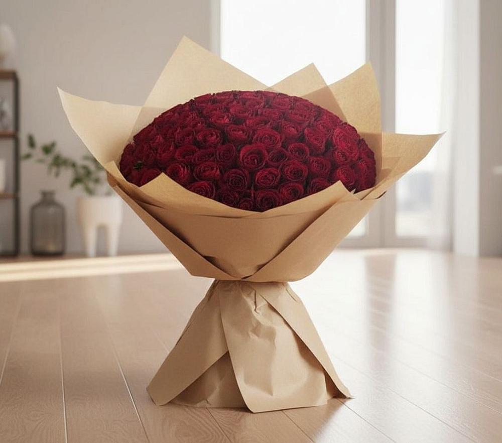 Букет 101 Красная роза в Строителе Белгородской области