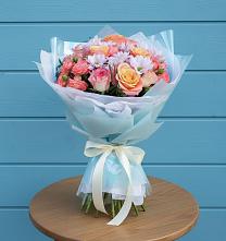 Букет цветов из:  Хризантемы и Розы в Строителе Белгородской области