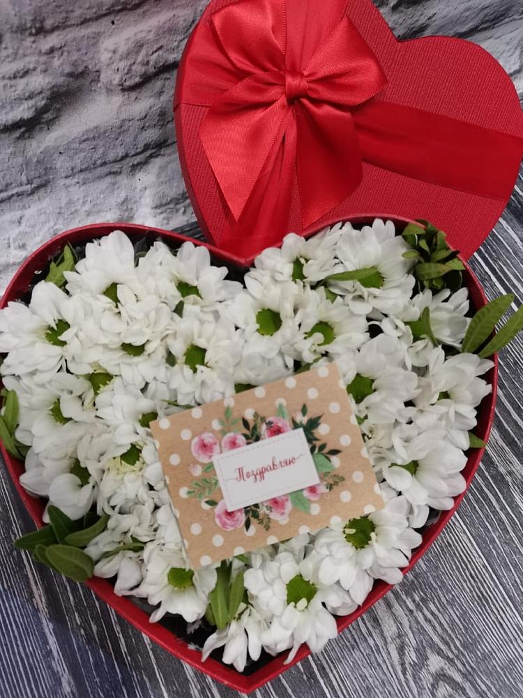 Цветочная композиция из Хризантемы в виде сердца в Строителе Белгородской области